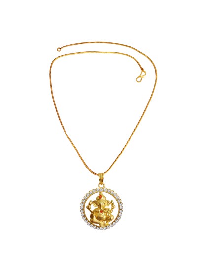 Gold Plated Round Ganesha Pendant